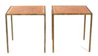 A Pair of Contemporary Gilt Bronze Side Tables Height 25 1/4 x squared diameter 24 1/2 inches. — LOUIS CANE, PARIS, 20TH CENTURY