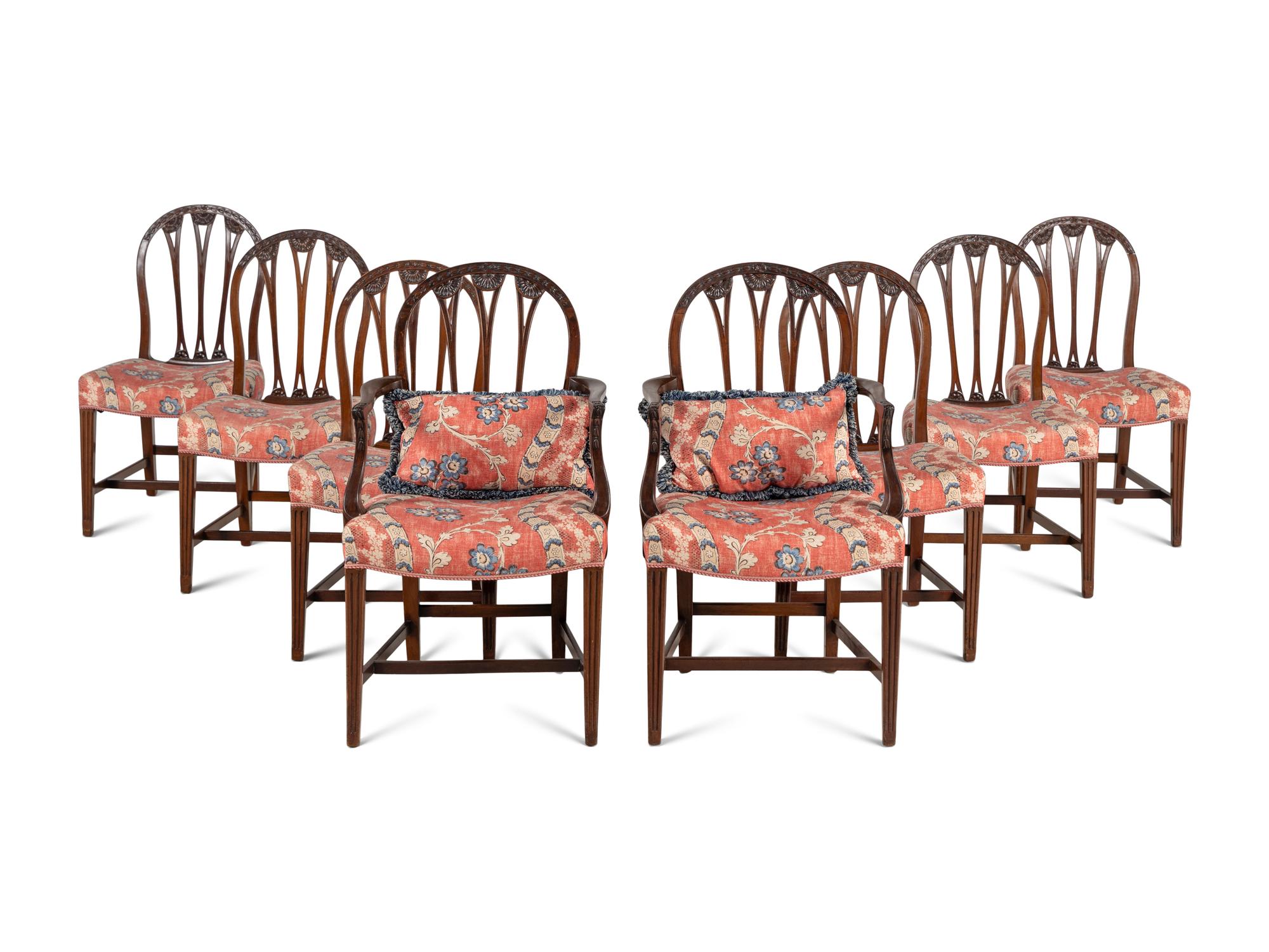 A Set of Eight George III Style Mahogany Dining Chairs
