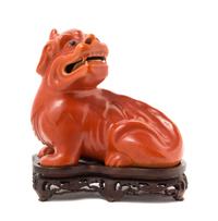 A Chinese Iron Red Glazed Porcelain Qilin Form Censer 19TH CENTURY Height of figure 6 5/8 inches. — 19TH CENTURY