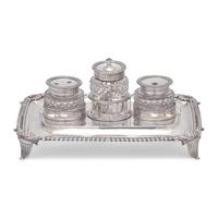 A George III Engraved Silver Ink Stand