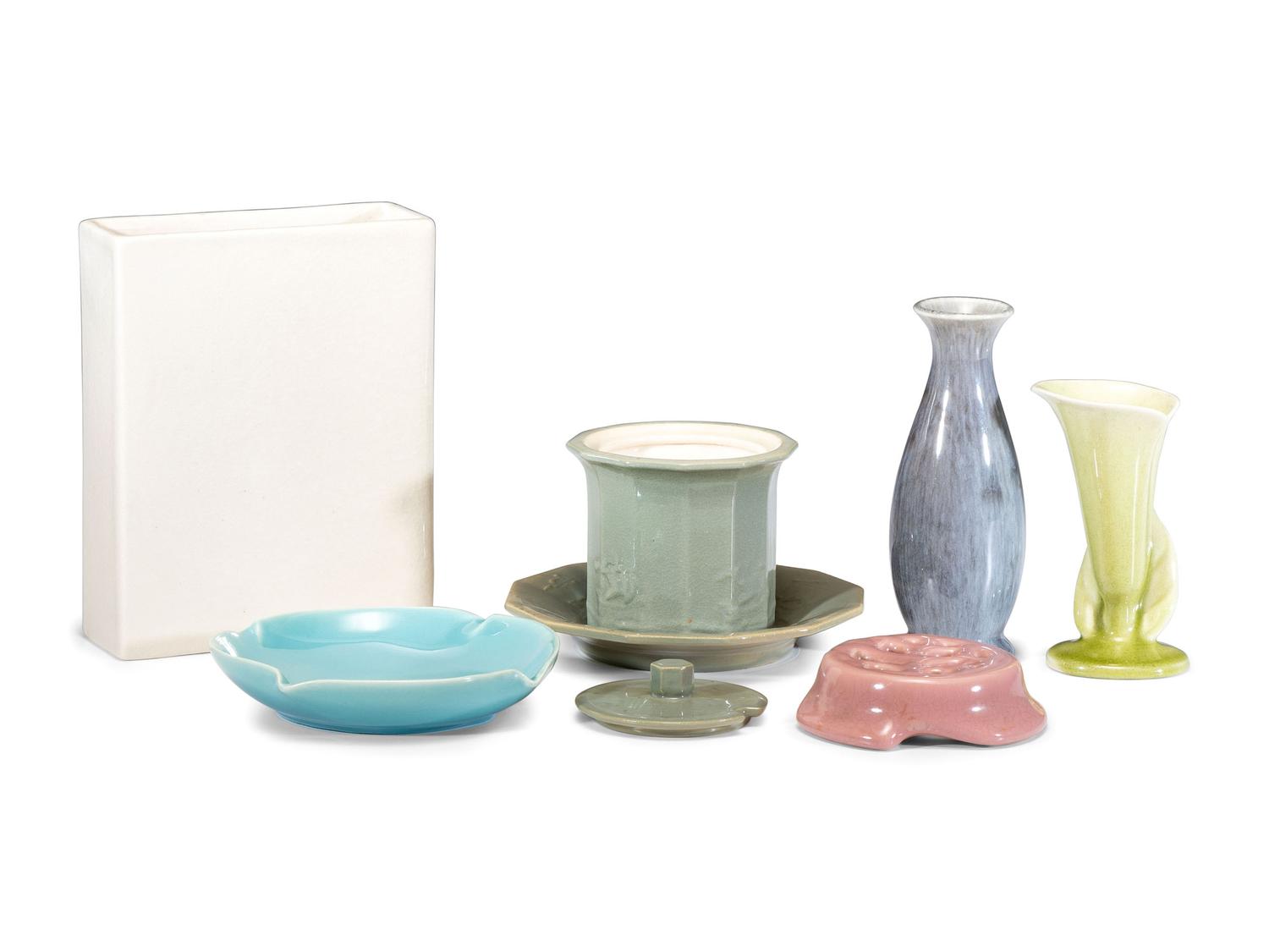 Six Rookwood Pottery Table Articles, Including an Artist Decorated Example