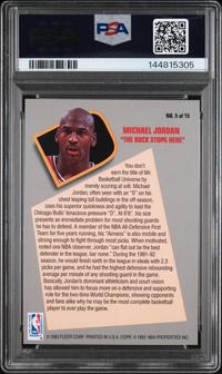 A 1992-93 Fleer Michael Jordan Total D Basketball Card No. 5 (PSA 8 NM-MT)