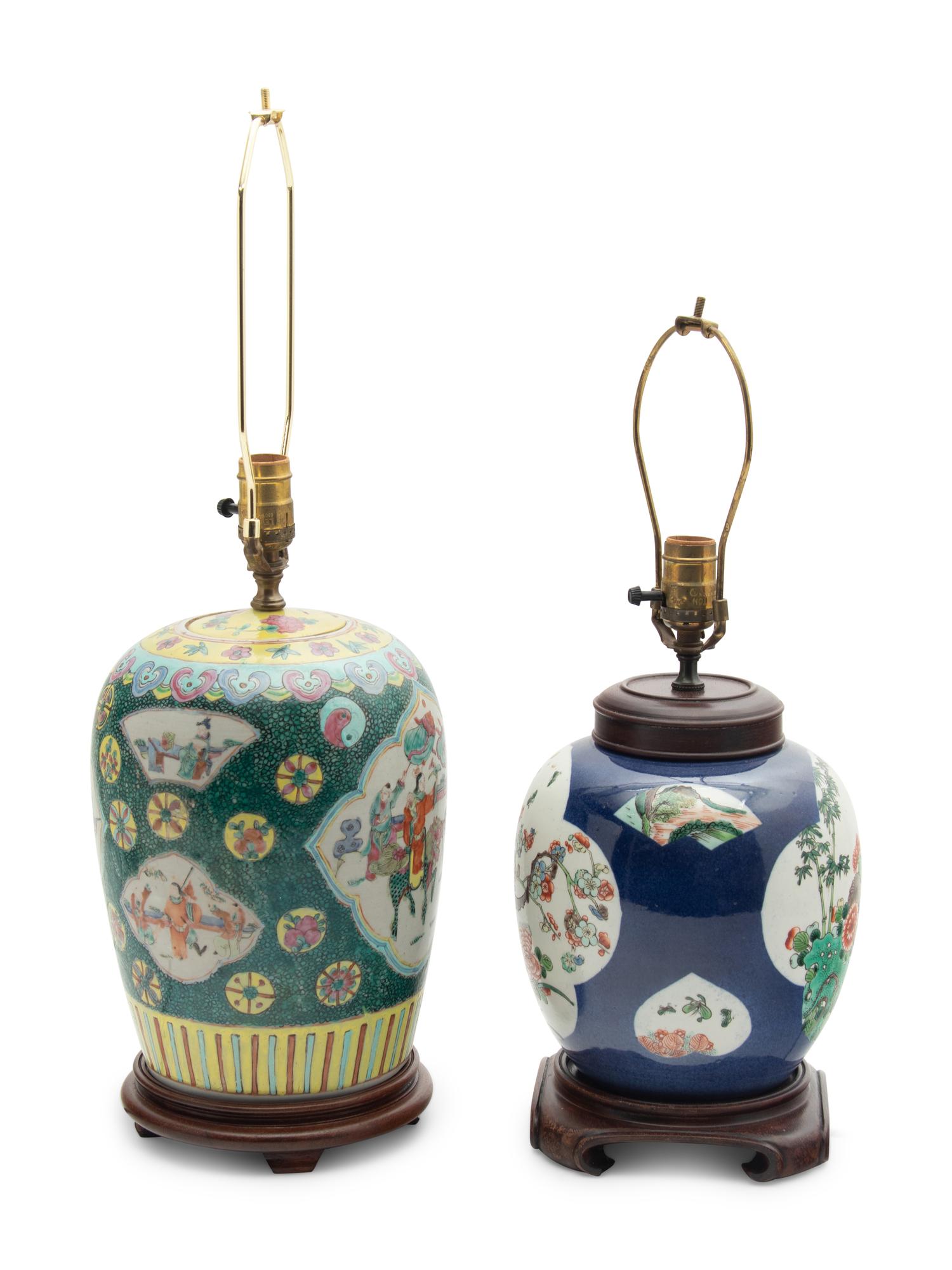 Two Chinese Famille Rose Porcelain Vases Mounted as Lamps