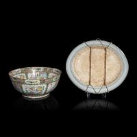 Two Chinese Canton Famille Rose Porcelain Wares, 19th Century — 清晚期 廣彩人物圖大碗及賞盤