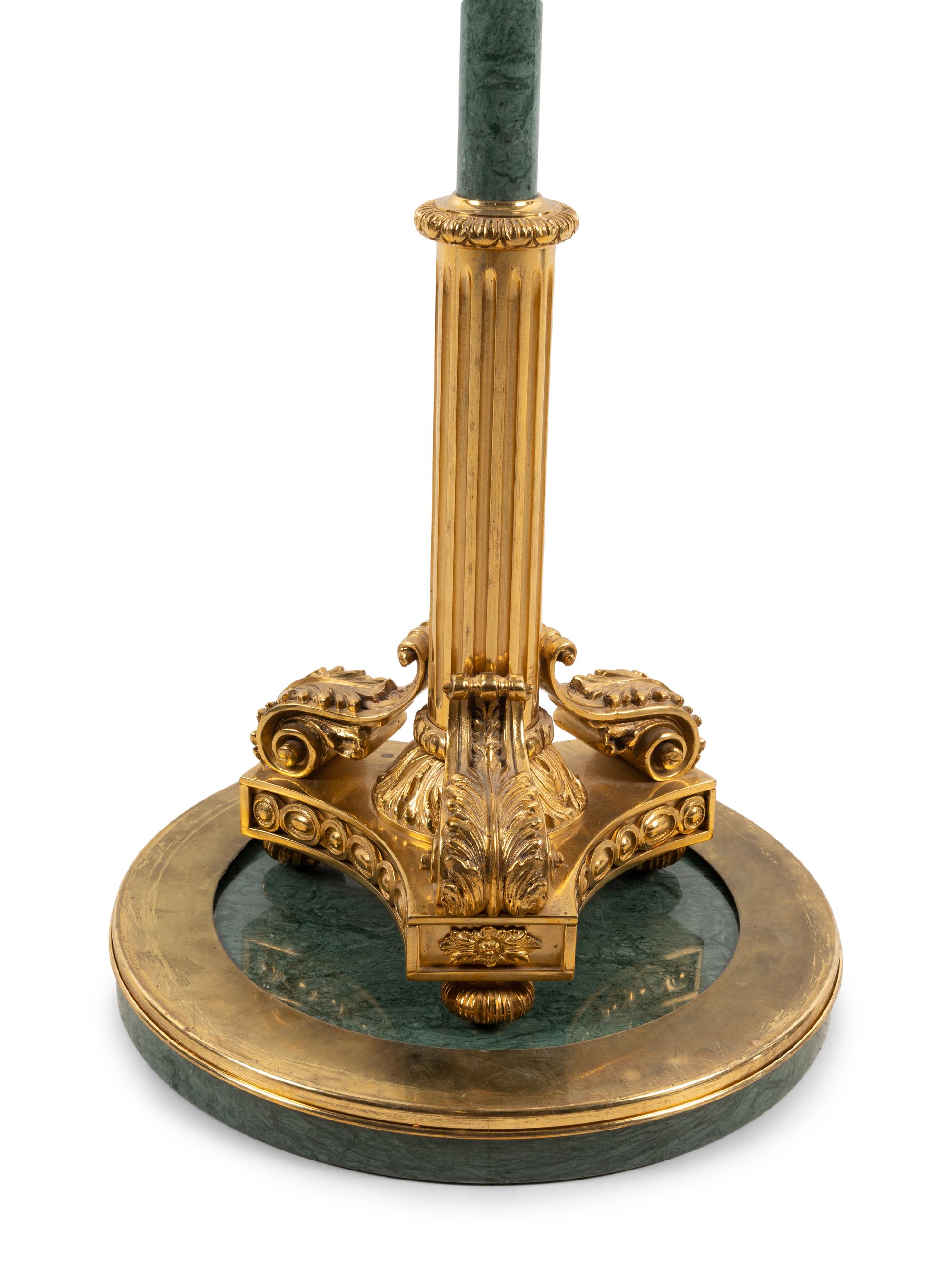 A Continental Gilt Metal Mounted Marble Floor Lamp