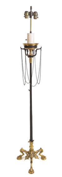 A French Neoclassical Style Parcel Gilt Bronze Floor Lamp