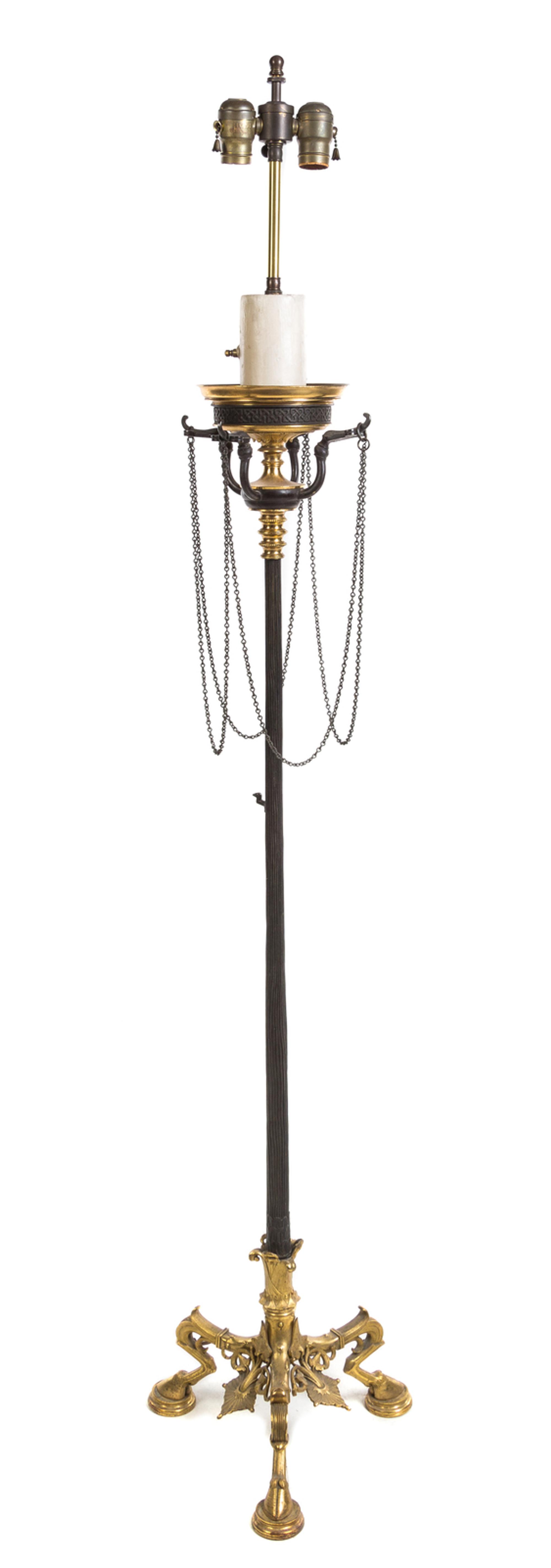 A French Neoclassical Style Parcel Gilt Bronze Floor Lamp