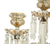 A Pair of Baccarat Enameled Molded Glass Candelabra