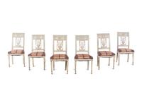 A Set of Six Italian Neoclassical Carved and Painted Side Chairs