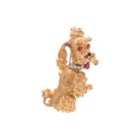 YELLOW GOLD AND DIAMOND DOG PENDANT/BROOCH