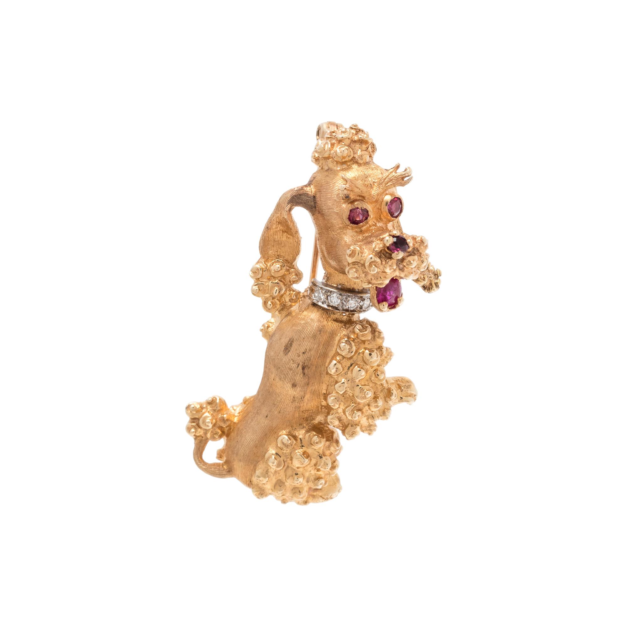 YELLOW GOLD AND DIAMOND DOG PENDANT/BROOCH