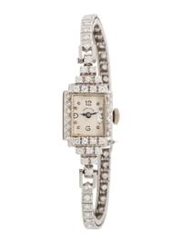 HAMILTON, ANTIQUE, PLATINUM AND DIAMOND AND WATCH
