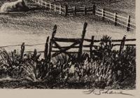 A group of four American prints (Philip Cheney, Sweet Water ; Fred Shane, Farm in the Rockies ; Lynd Ward, The Corral - Tres Cumbres ; Edward A. Wilson, Hog Back Meeting House )