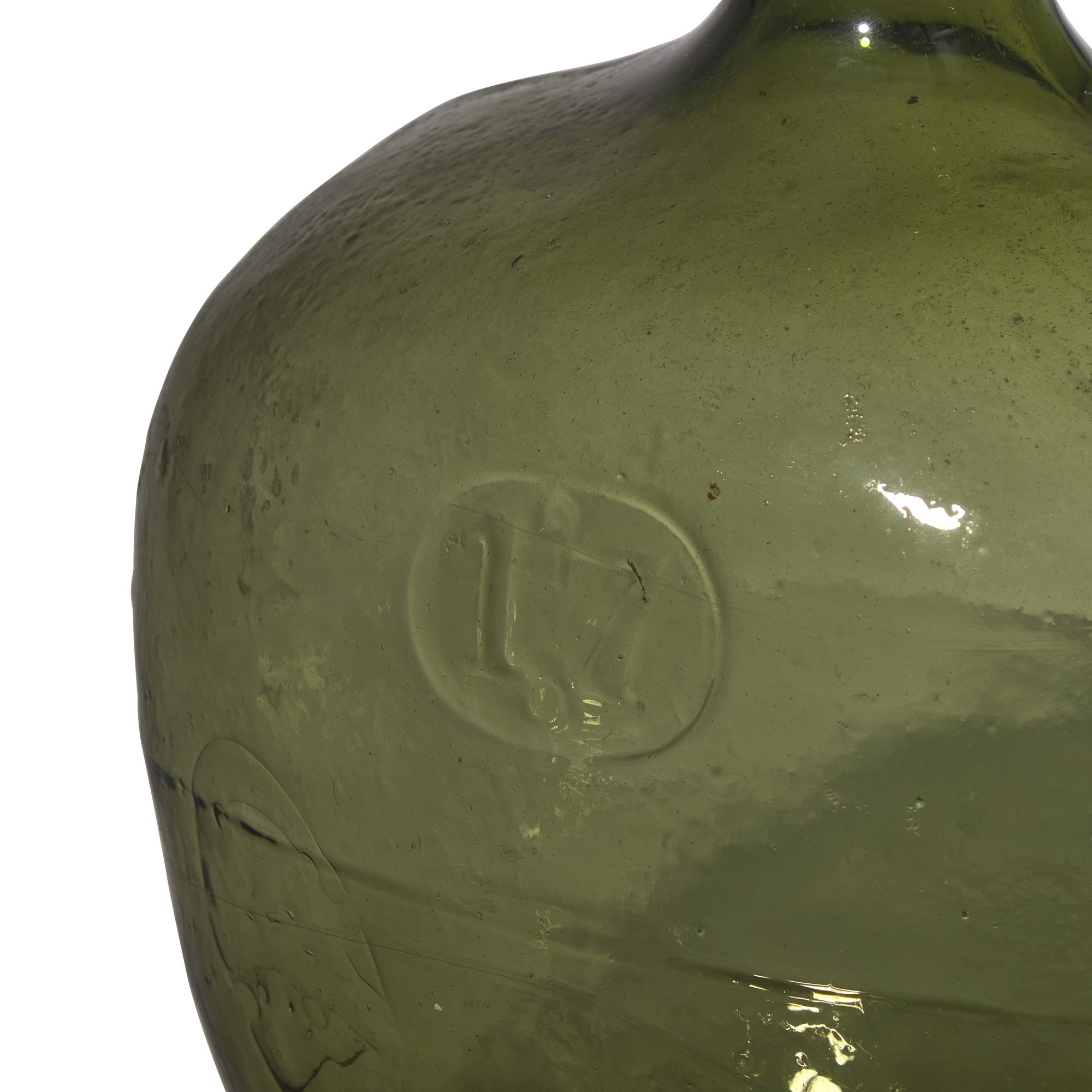 A Blown and Molded Green Glass Demijohn