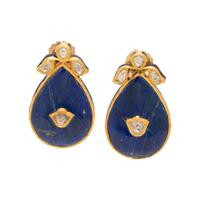 LAPIS LAZULI, DIAMOND AND ENAMEL EARRINGS