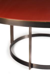 A Custom Bronze and Red Lacquer Dining Table