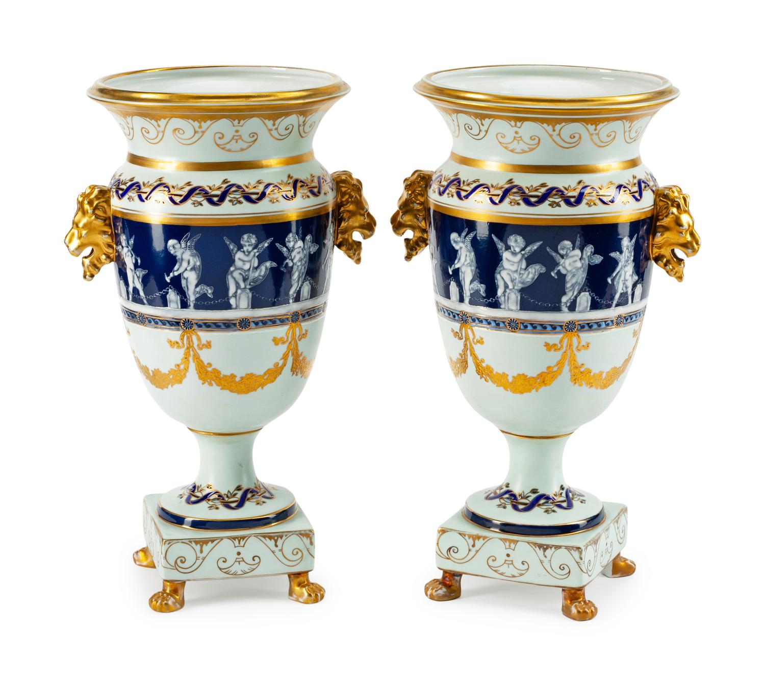 A Pair of Minton Style Porcelain Vases