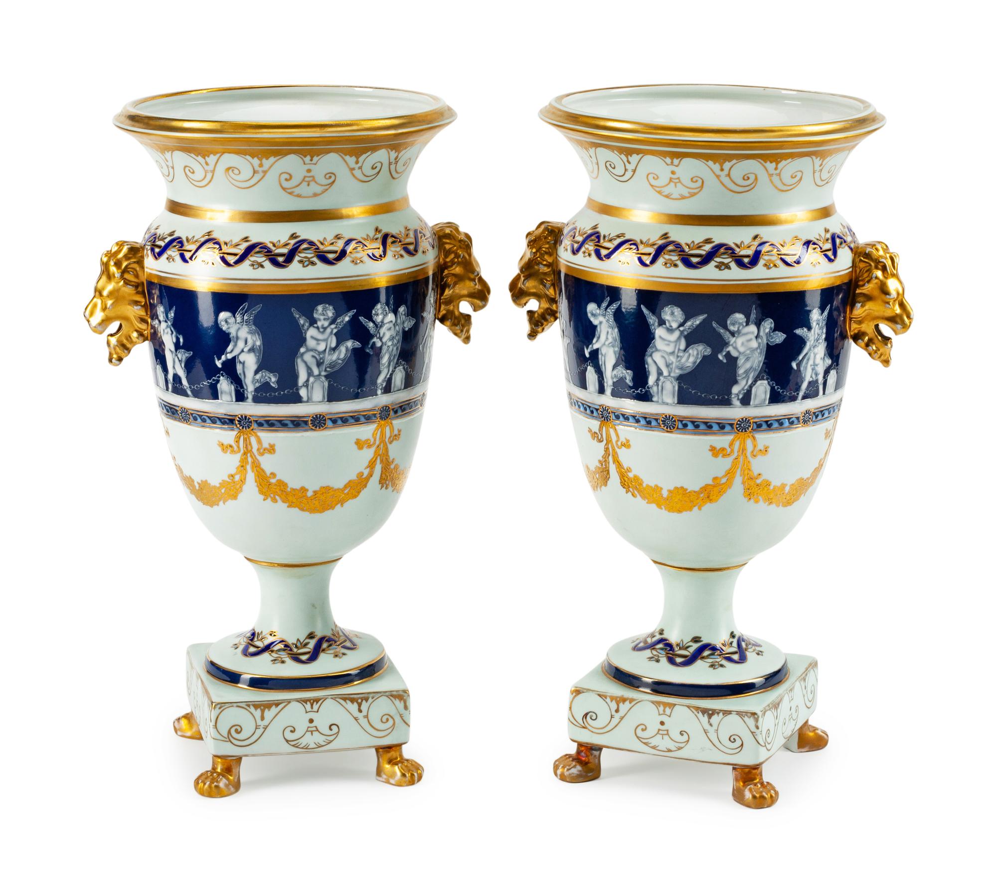 A Pair of Minton Style Porcelain Vases