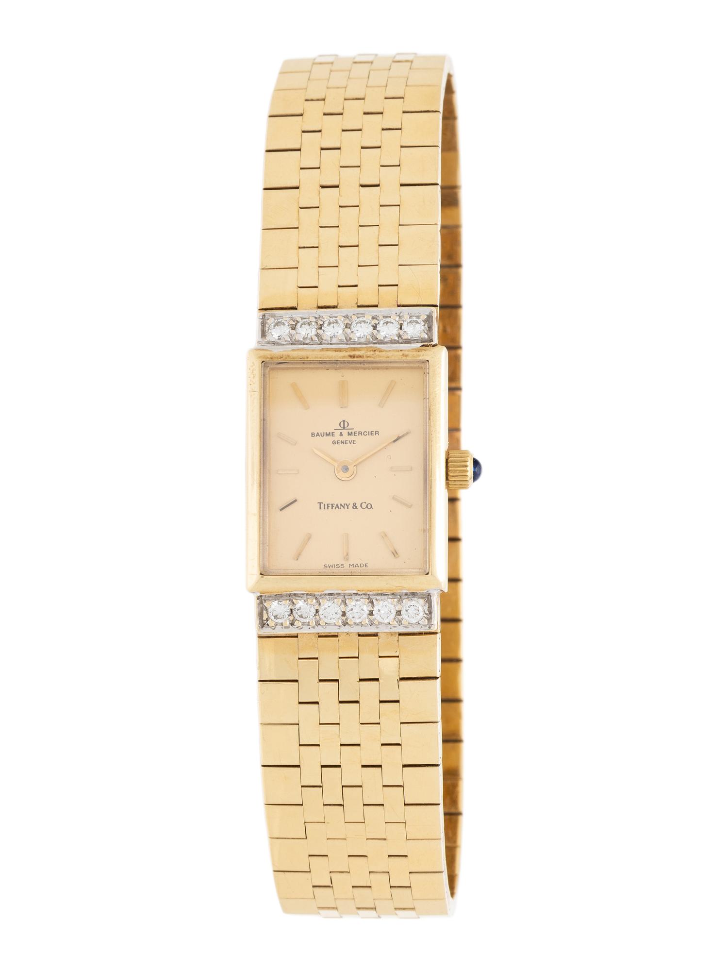 BAUME & MERCIER FOR TIFFANY & CO., YELLOW GOLD AND DIAMOND WATCH