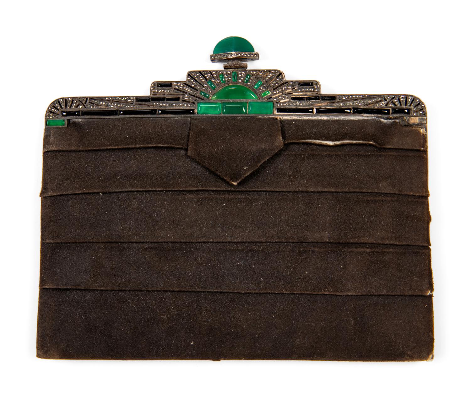 Collection of Eight Accessories; Seven Frame Bags, One Braided Soutache Cloche Hat, 1920s