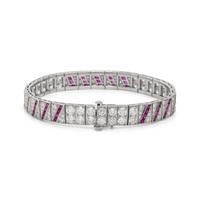 ART DECO, PLATINUM, DIAMOND AND RUBY BRACELET