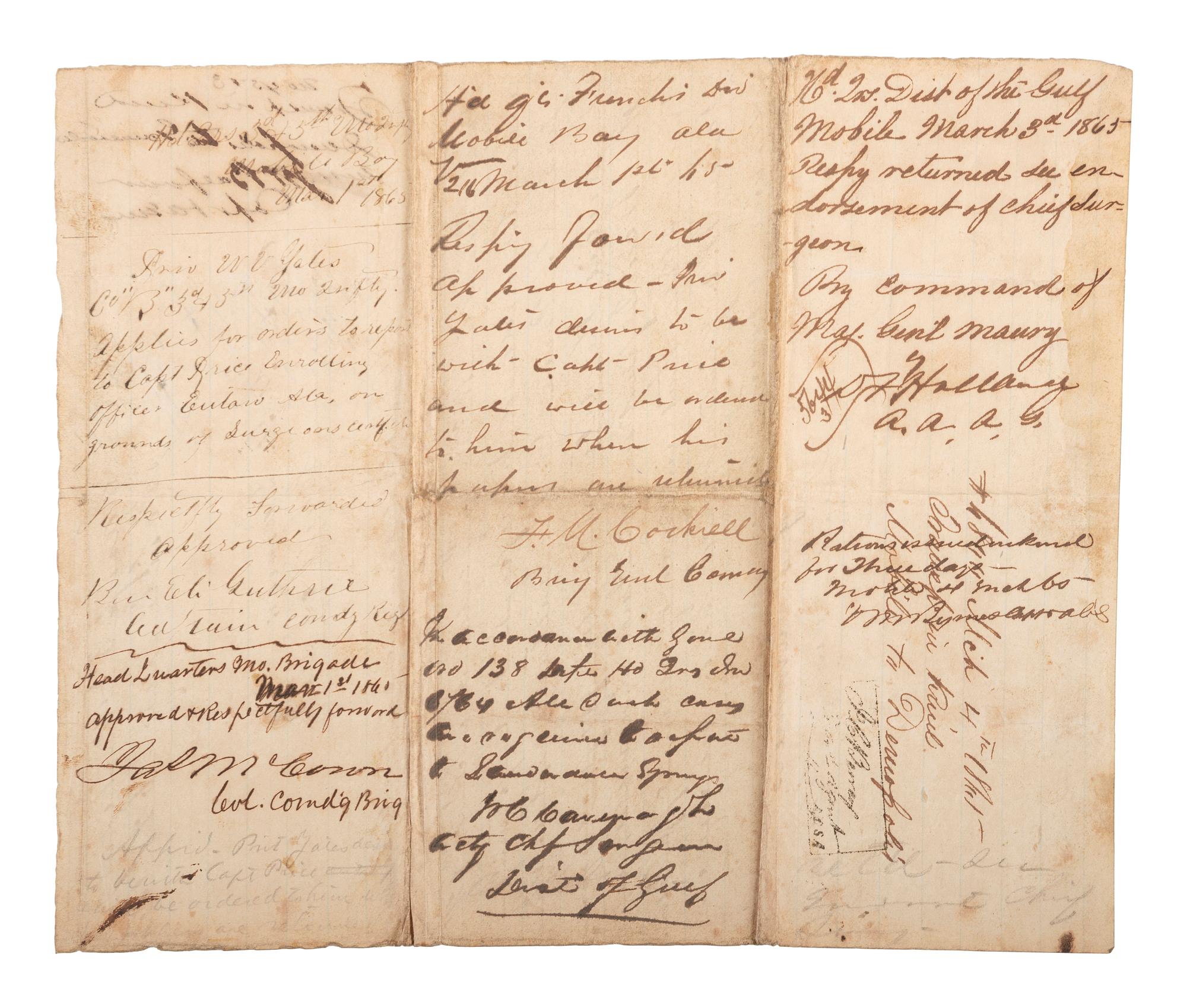 [CIVIL WAR]. A group of 4 items identified to CSA Private William V. Yates, 3rd Missouri Infantry, incl. war-date documents and tintype.