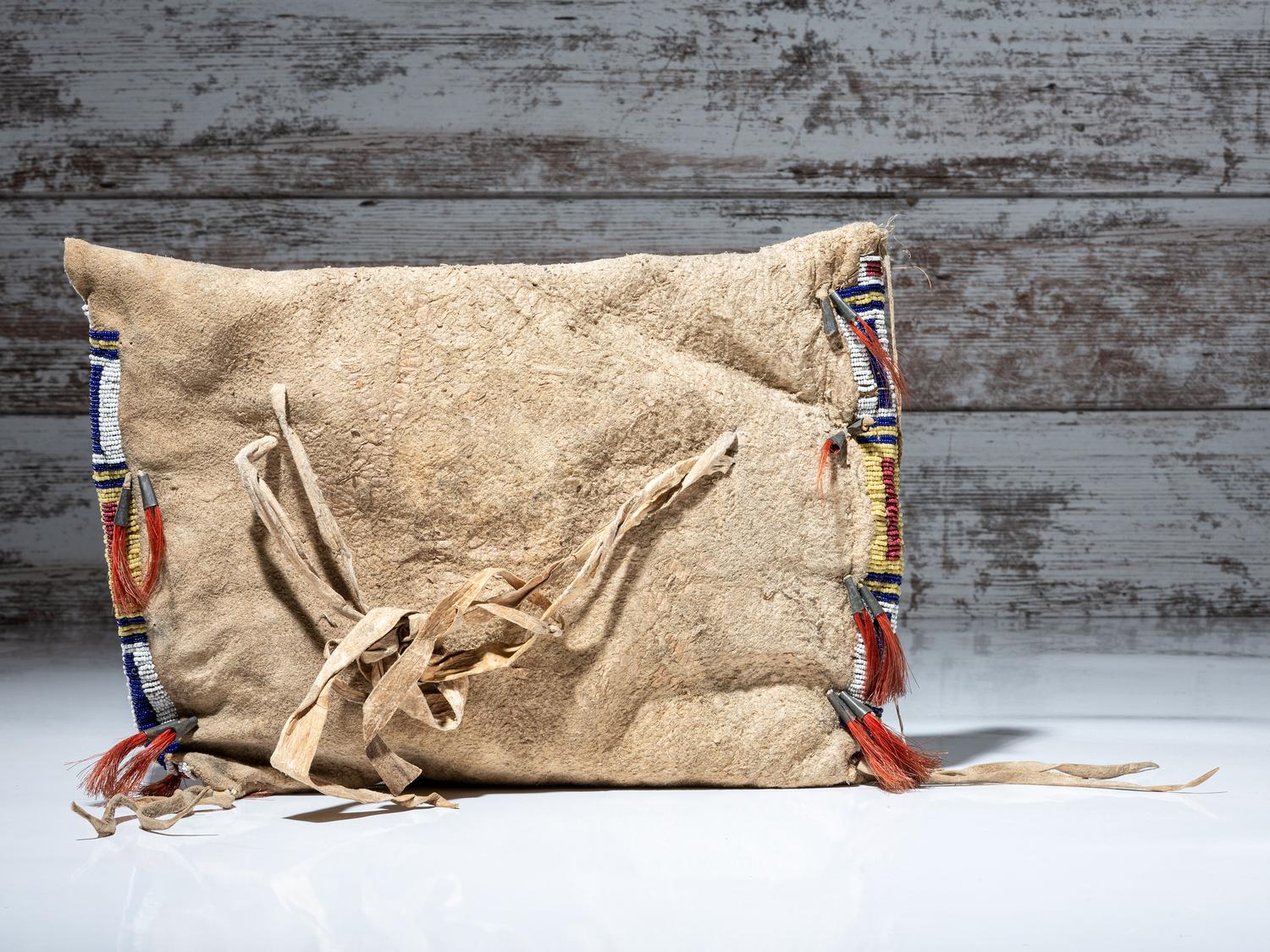 Sioux Beaded Buffalo Hide Work Bag