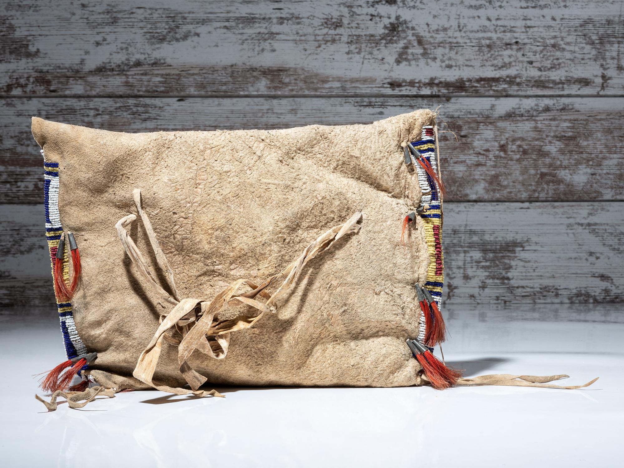 Sioux Beaded Buffalo Hide Work Bag