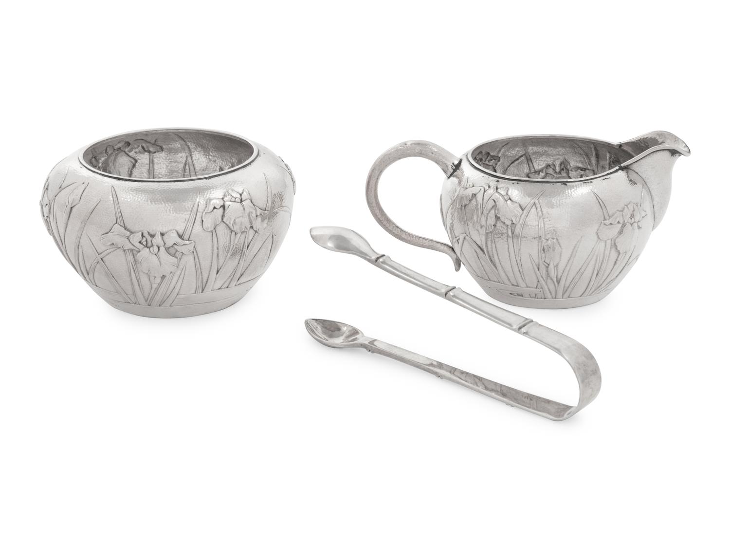 A Set of Three Chinese Export Silver Tea Wares