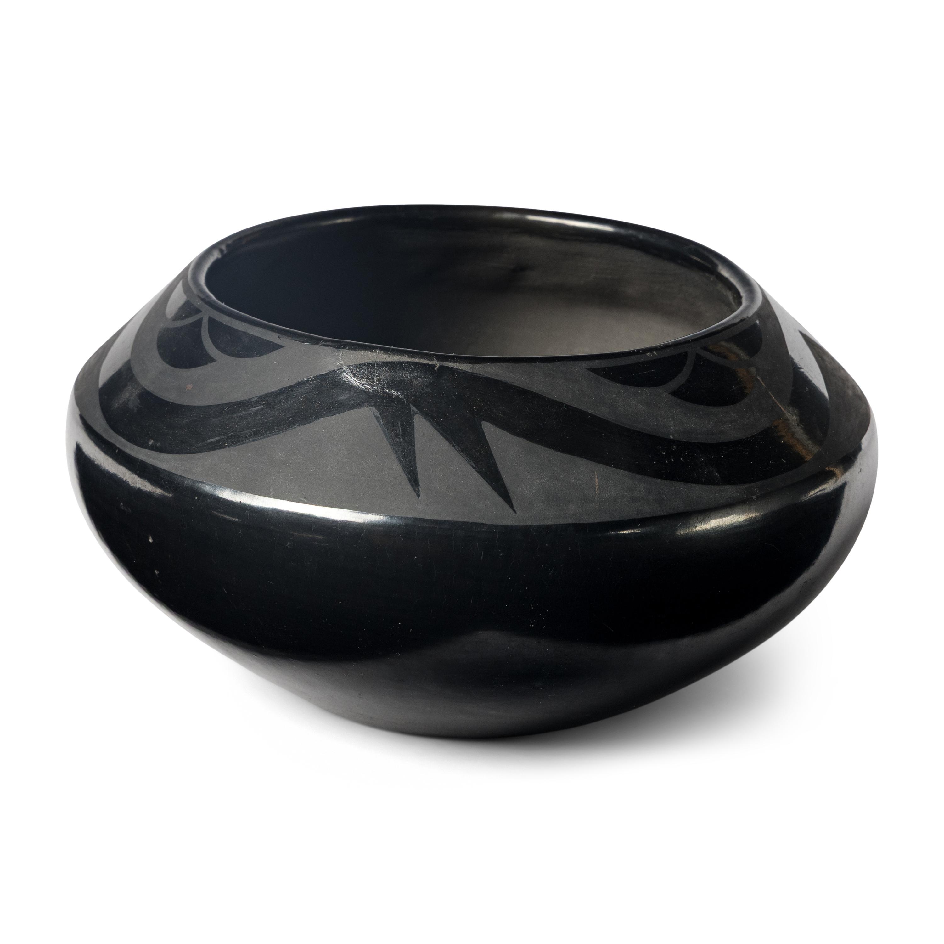 Maria and Santana Martinez (San Ildefonso, 1887-1980 / 1909-2002) — Blackware Pottery Bowl, with Avanyu 1943-1956