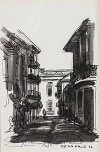 Paul De la Fille, (American, 20th century), Two works: Street Scenes, 1972