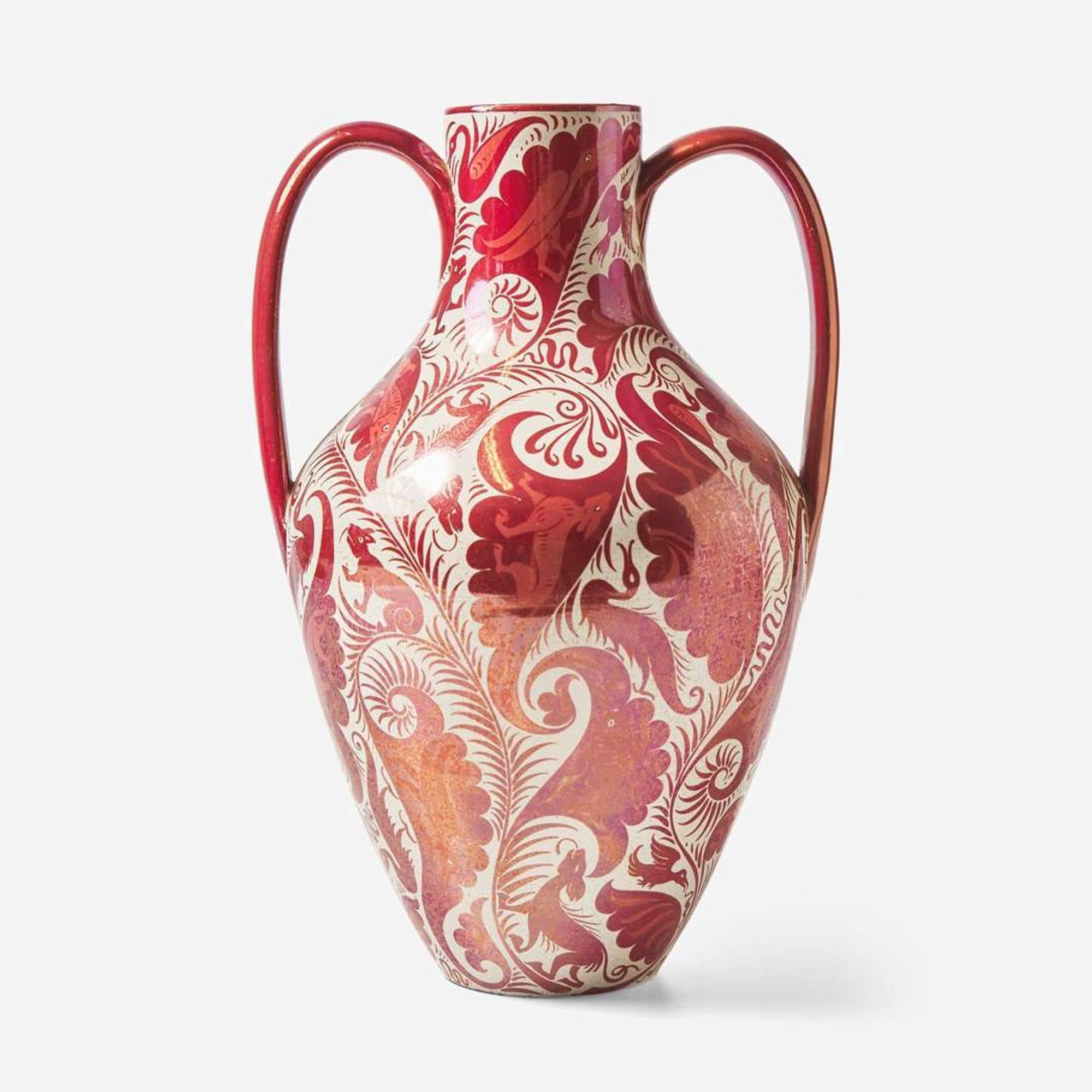A two-handled lustre glazed earthenware vase William De Morgan (English, 1839-1917), England, early 20th century
