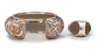 Sterling Silver Cast Ring and Cuff Bracelet, with Petroglyph Design Lot is located and will ship from Denver, Colorado.