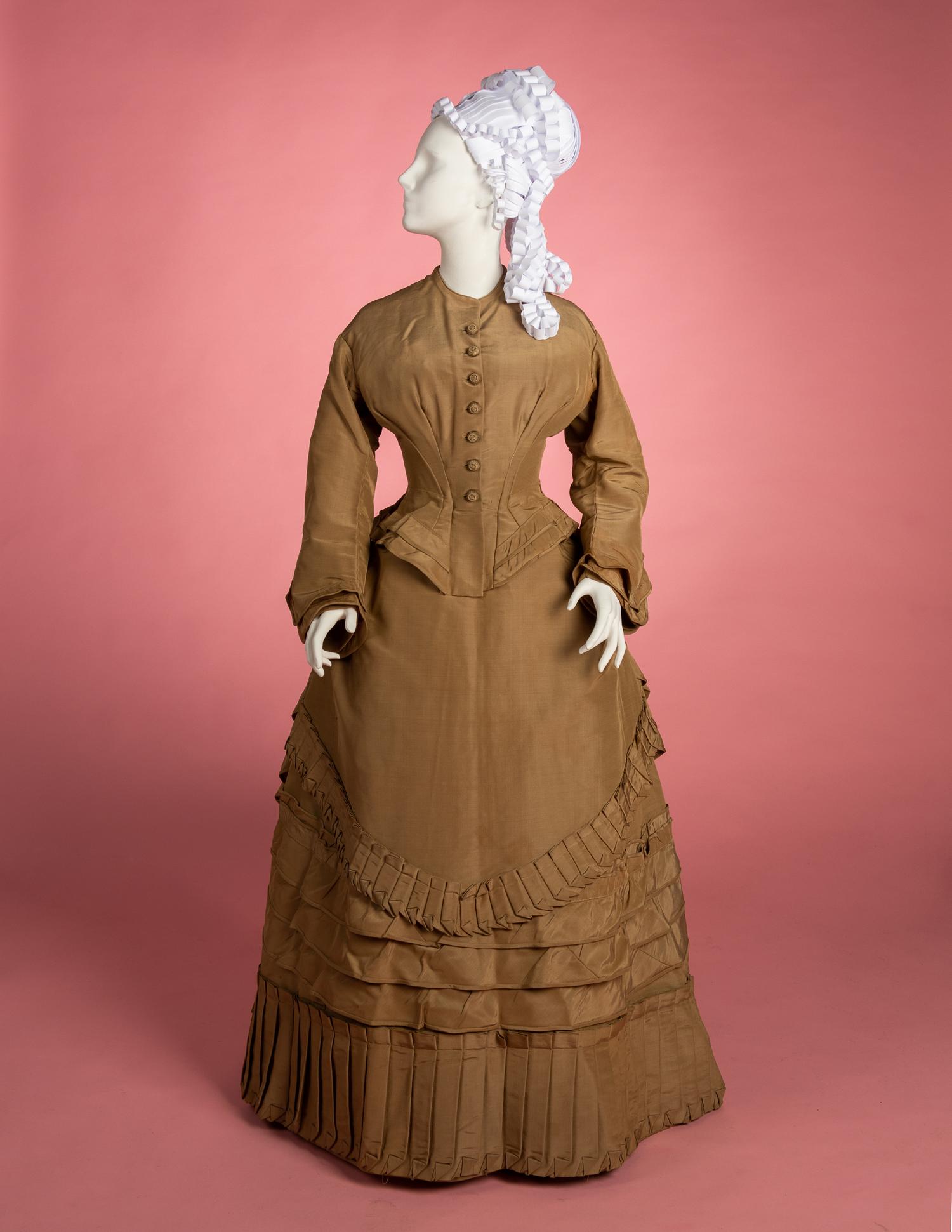 Two Silk Taffeta Day Dresses, 1870s