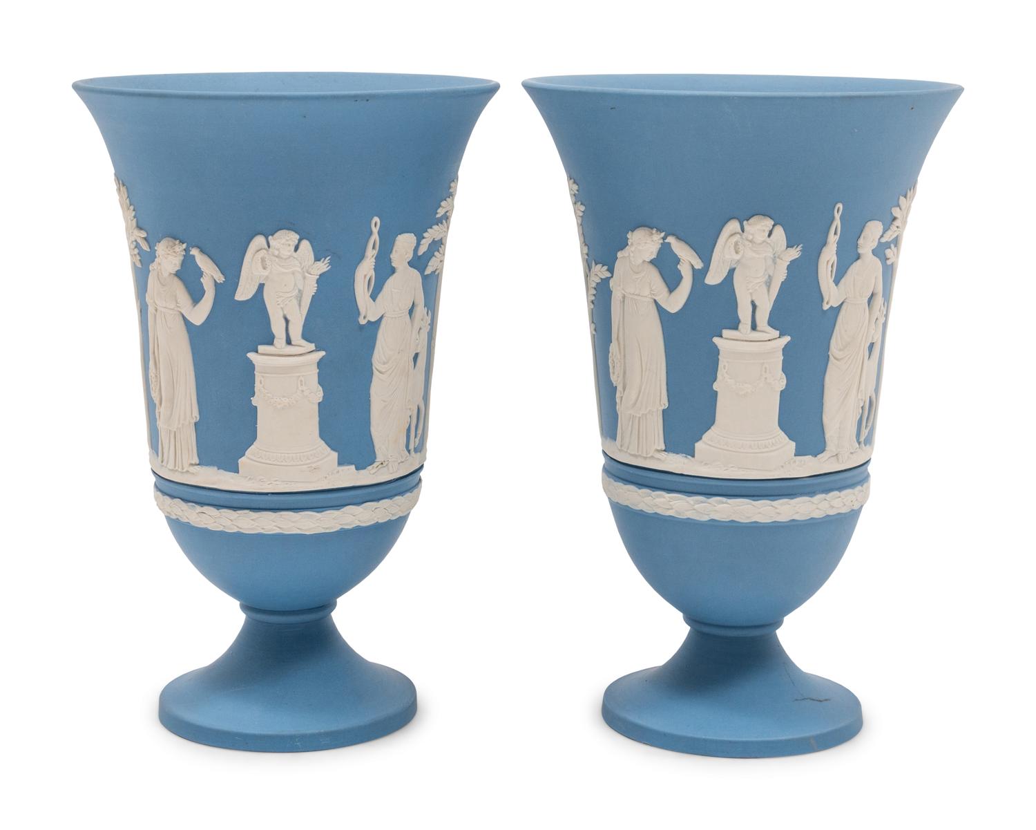 A Pair of Wedgwood Jasperware Urns