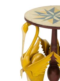 A Whimsical Italian Painted Figural Stork Pedestal Table