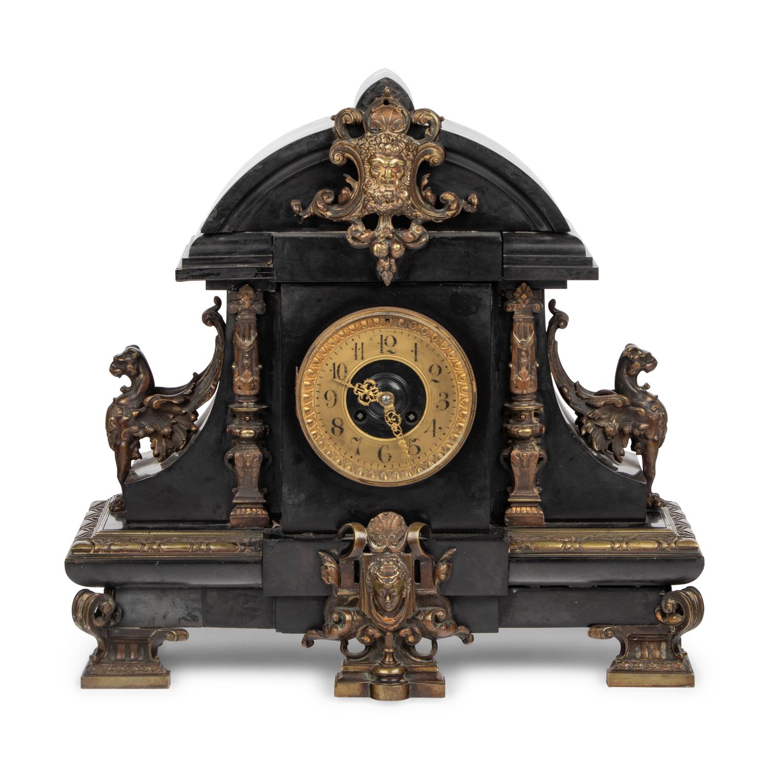 A French Gilt-Bronze Mounted Slate Mantel Clock