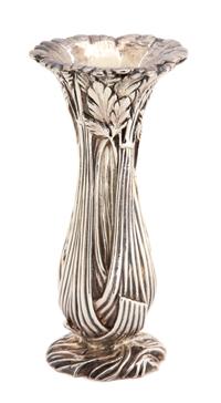 A Christofle Silver Plate on Bronze Bud Vase Height 5 1/4 inches. — 20TH CENTURY