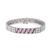 ART DECO, PLATINUM, DIAMOND AND RUBY BRACELET