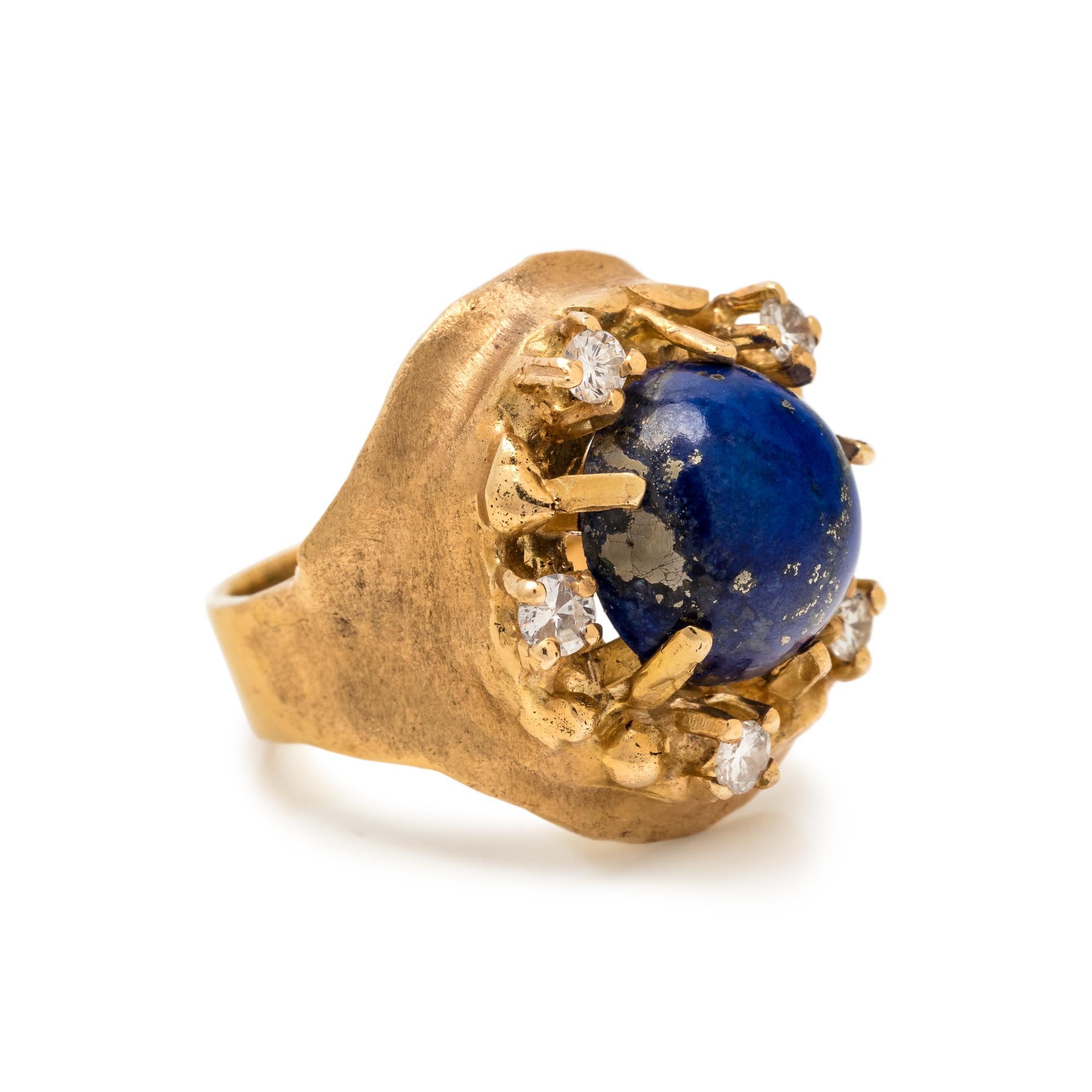 YELLOW GOLD, LAPIS LAZULI AND DIAMOND RING