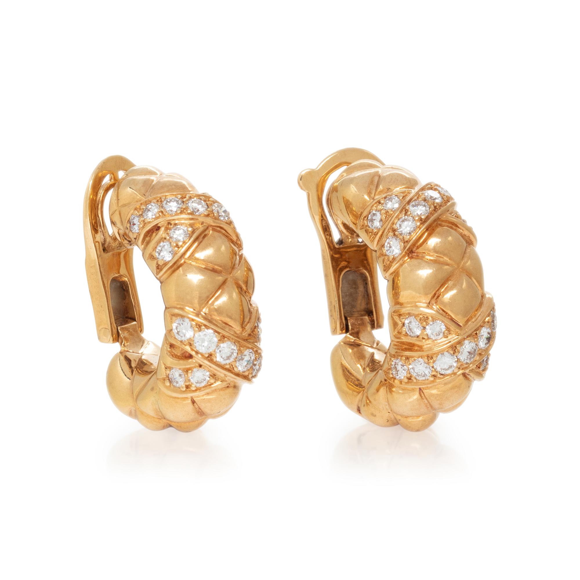 BOUCHERON, YELLOW GOLD AND DIAMOND HALF-HOOP CLIP EARRINGS