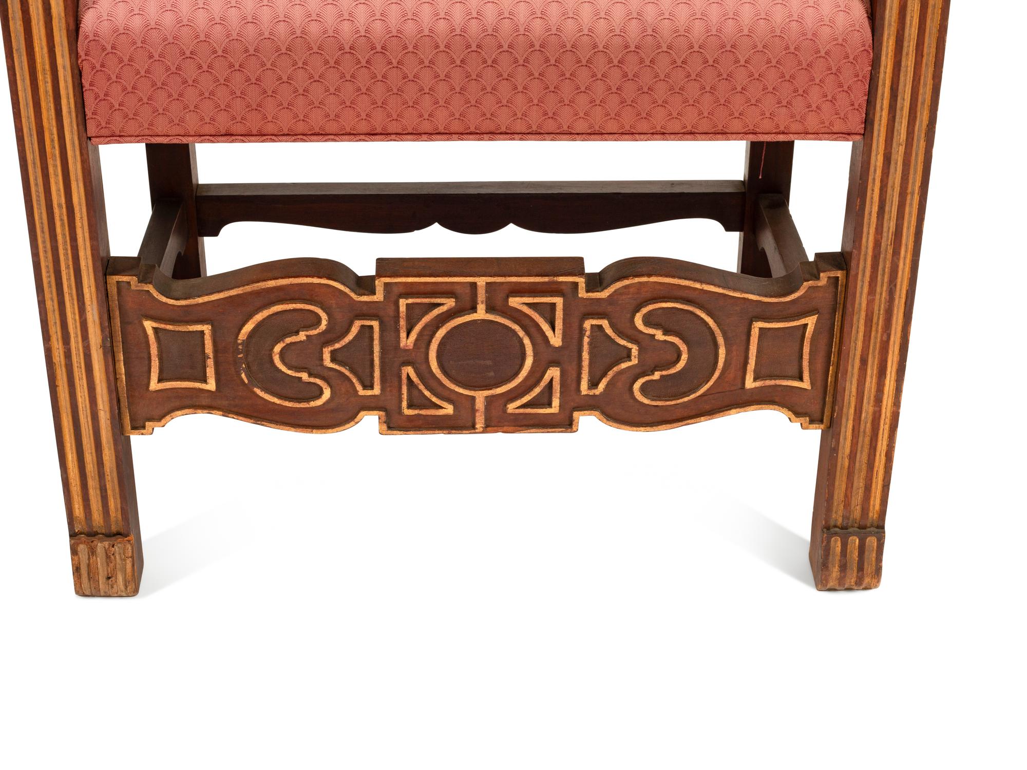 A Set of Four Flemish Baroque Revival Parcel Gilt Walnut Armchairs