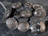 Navajo Silver and Turquoise Concha Belt