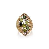 PERIDOT, GREEN TOURMALINE, AND DIAMOND RING