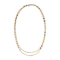 RUBY, EMERALD, DIAMOND, AND YELLOW GOLD FANCY LINK STATION NECKLACE