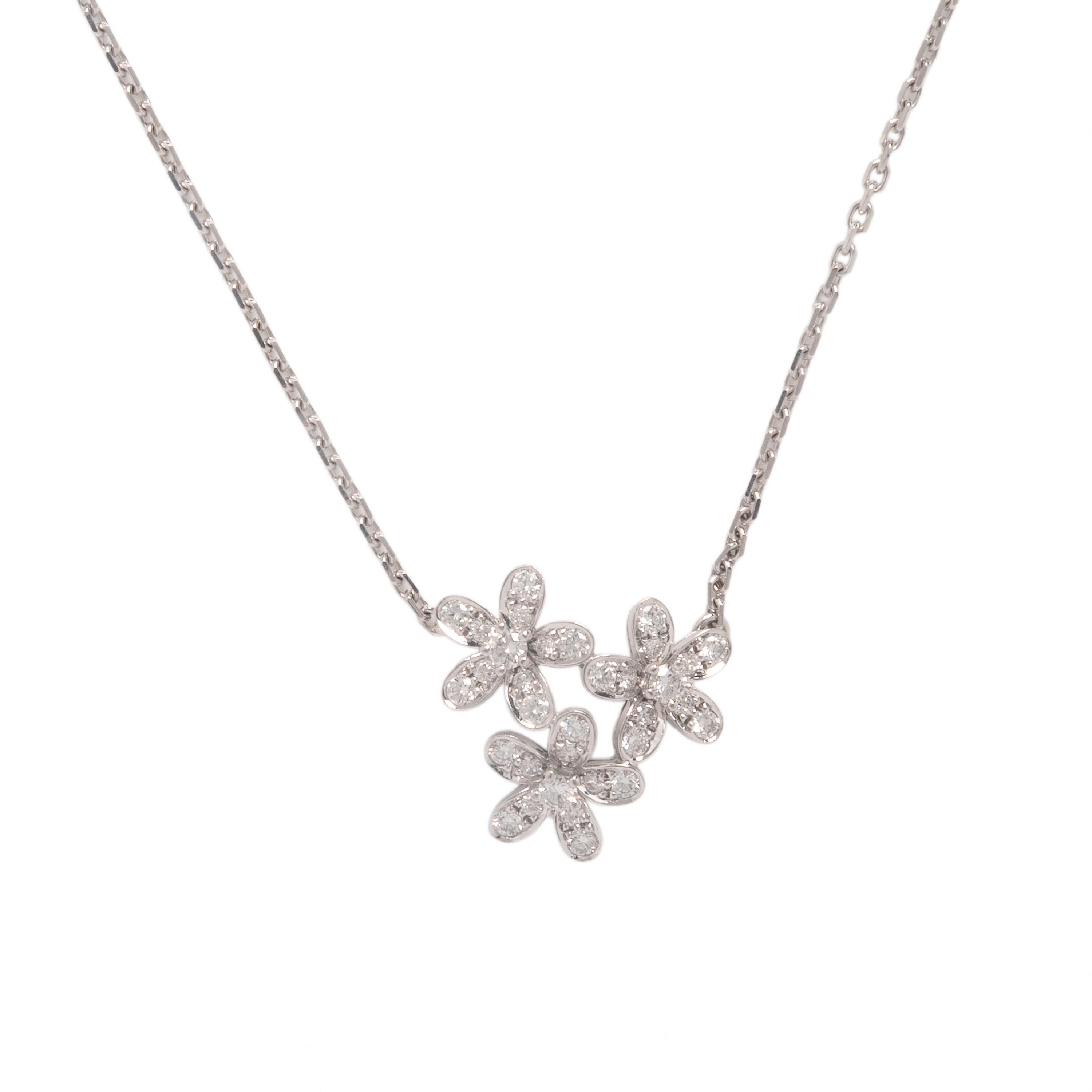 Van Cleef & Arpels, 'Socrate' '3 Flowers', Diamond and White Gold Pendant Necklace