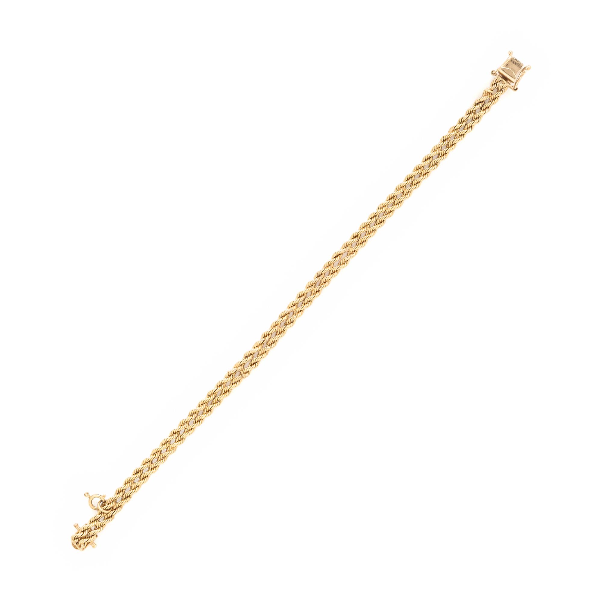 Two Yellow Gold Double Strand Rope Link Bracelets