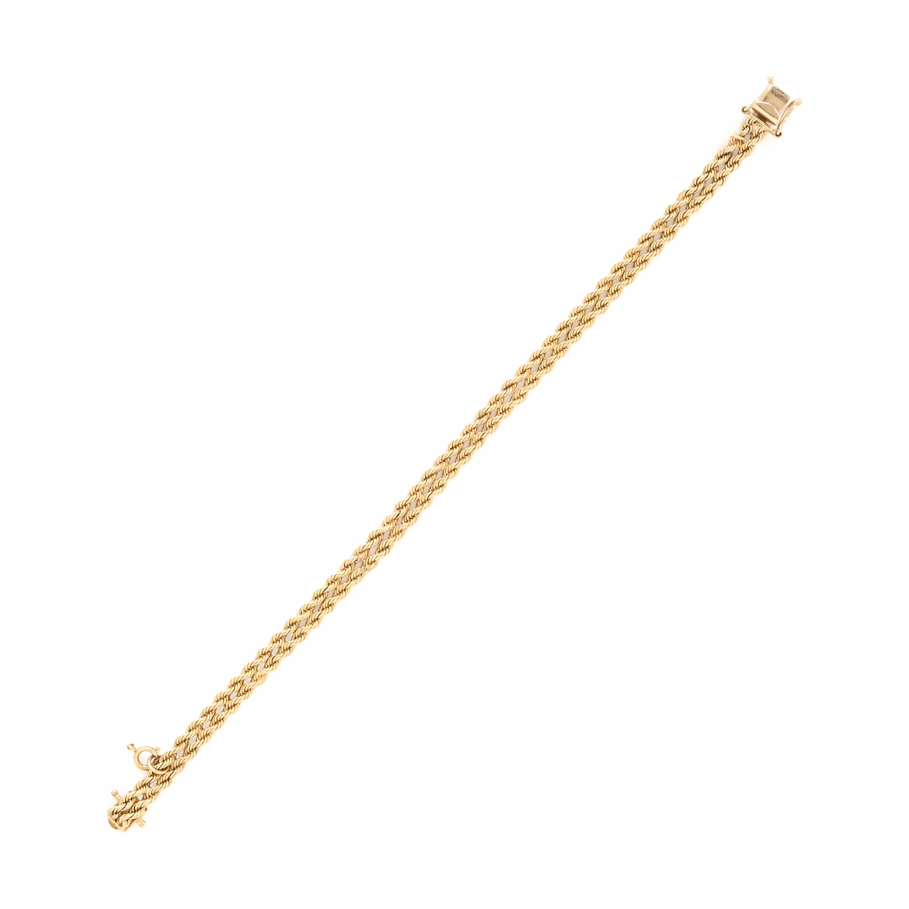 Two Yellow Gold Double Strand Rope Link Bracelets