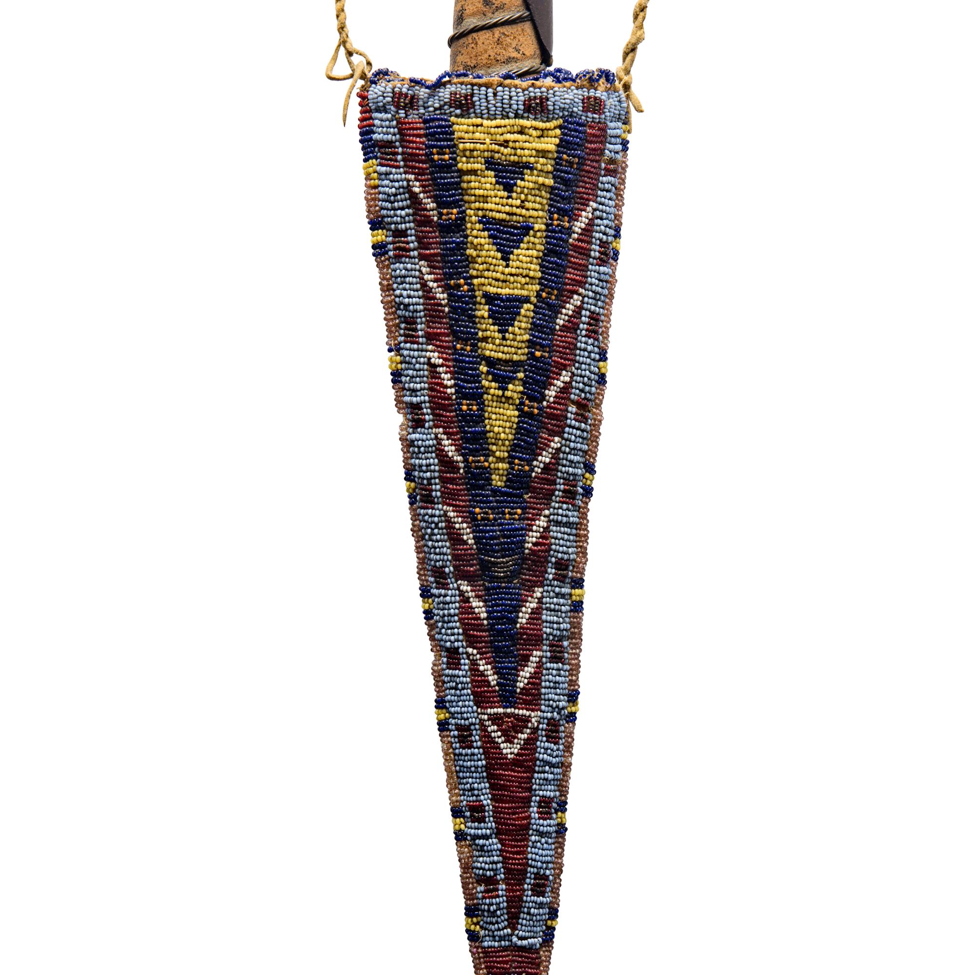 Plains Beaded Hide Knife Sheath, with Knife