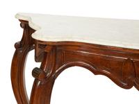 A Continental Walnut Marble-Top Console Table